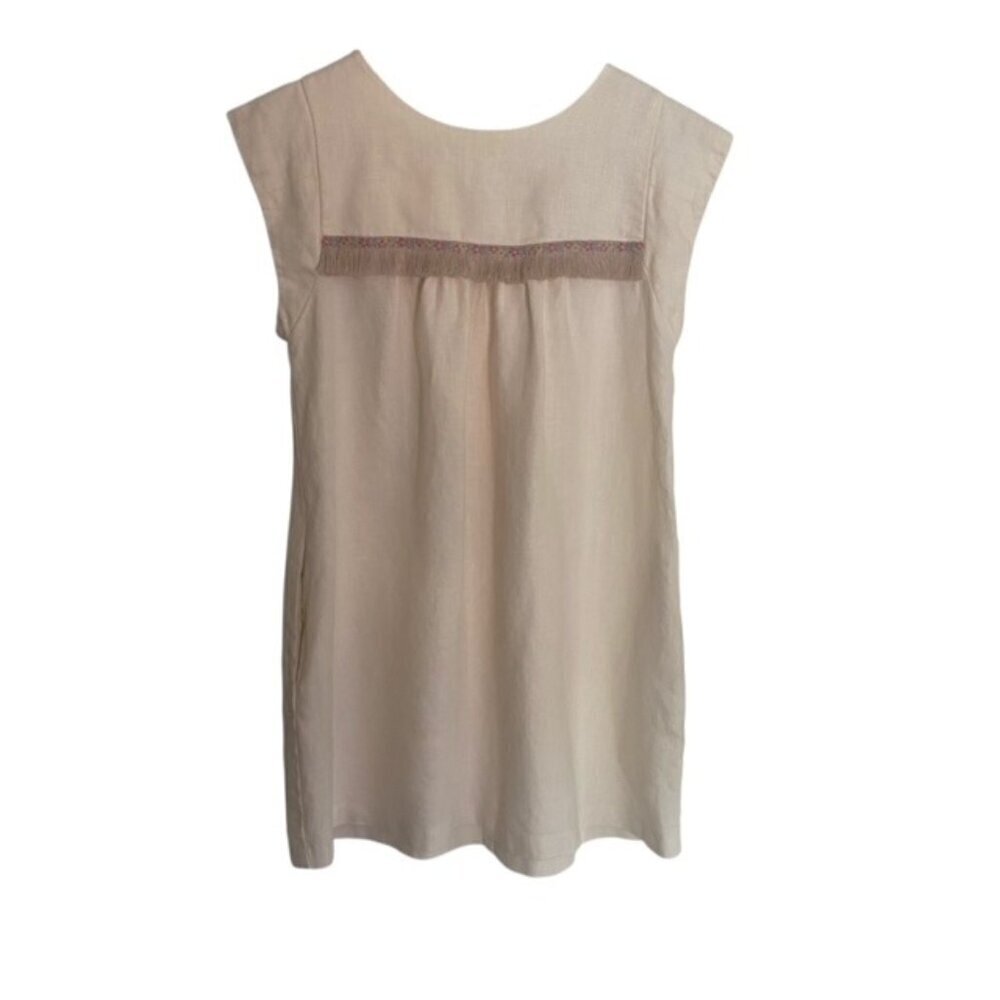 Reformation Cream Fringe Floral Embroidery Dress 6